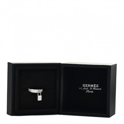 Hermes 18K White Gold Diamond MM Kelly Clochette Ring 52 6 5 of 5