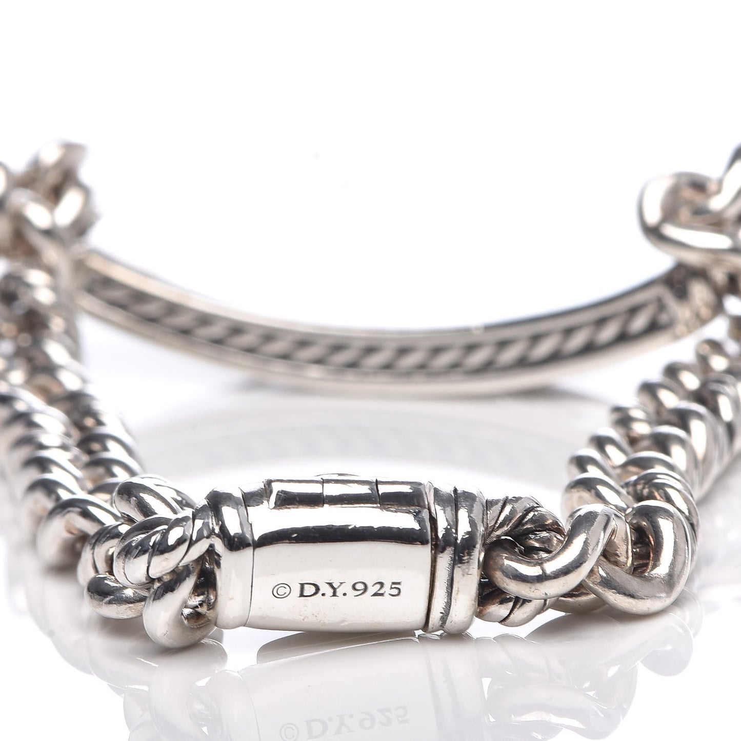 Sterling Silver Diamond 7mm Petite Pave Curb Link Love ID Bracelet