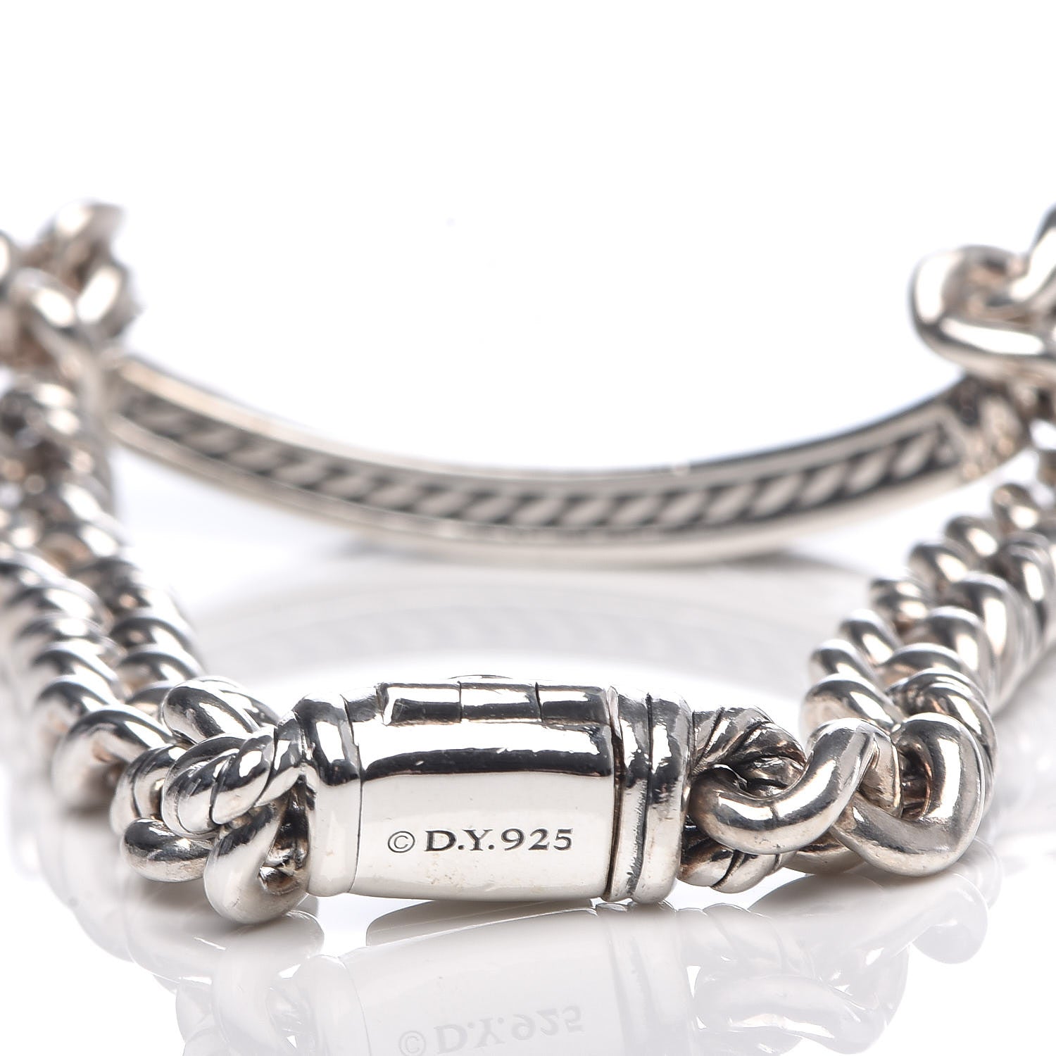 David Yurman Sterling Silver Diamond 7mm Petite Pave Curb Link Love ID Bracelet 4 of 5