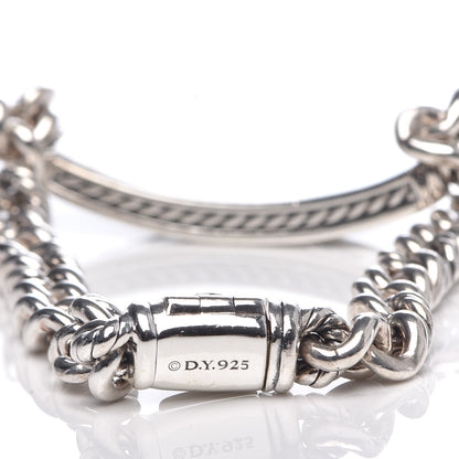 David Yurman Sterling Silver Diamond 7mm Petite Pave Curb Link Love ID Bracelet 4 of 5