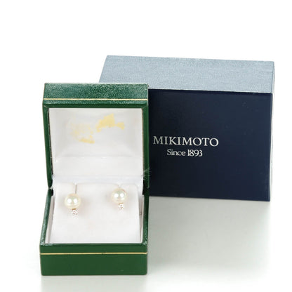 Mikimoto 18K White Gold Diamond 7mm Pearl Stud Earrings 6 of 6