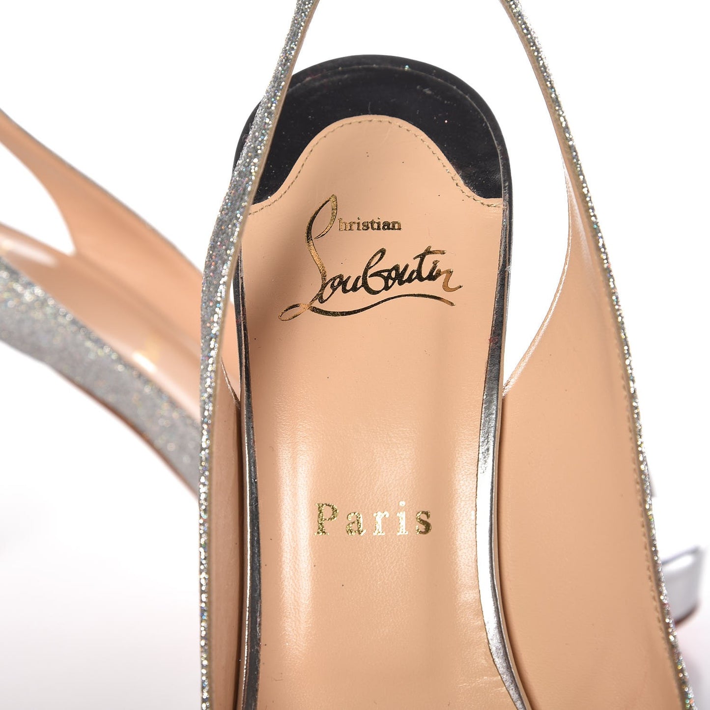 Glitter N Prive 100 Peep Toe Slingback Pumps 38.5 Silver