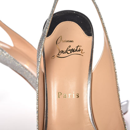 Christian Louboutin Glitter N Prive 100 Peep Toe Slingback Pumps 38.5 Silver 6 of 8