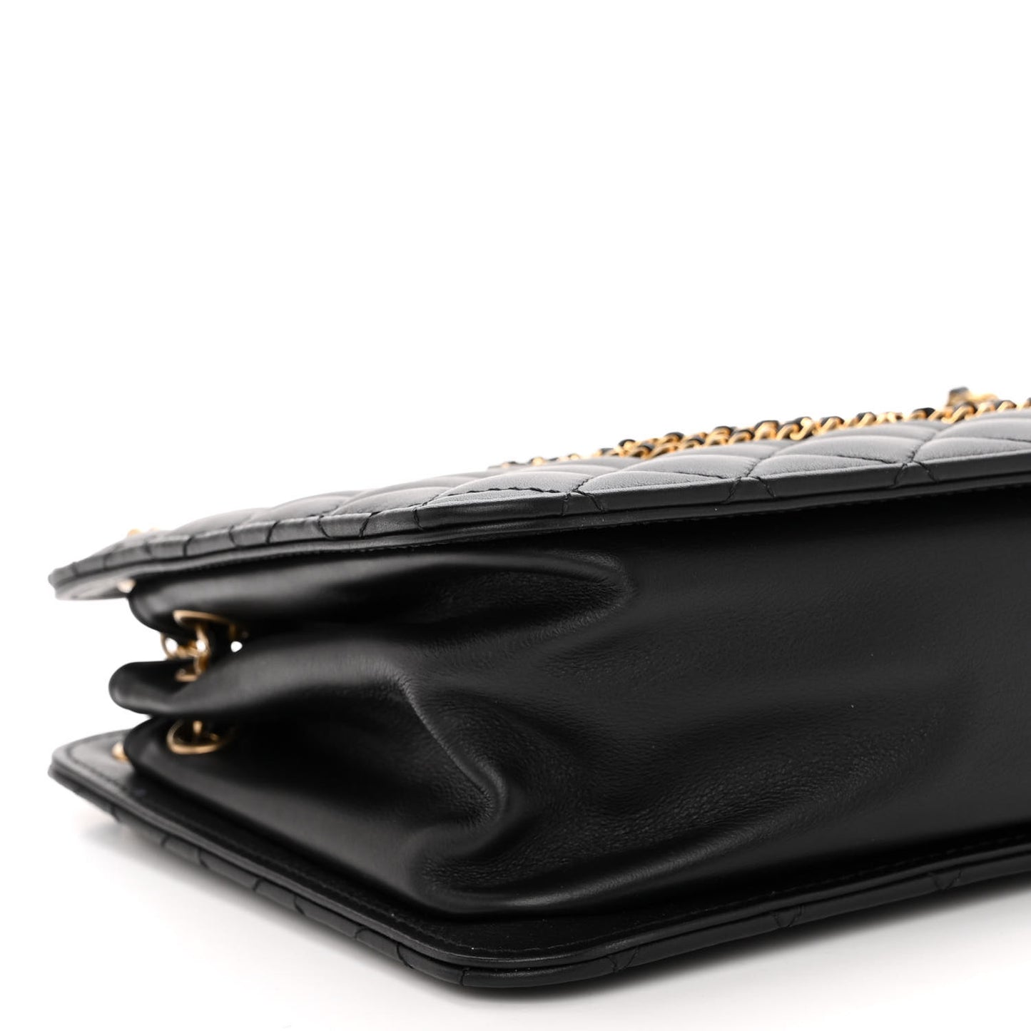 Calfskin Quilted CC Chain Accordion Tote Black