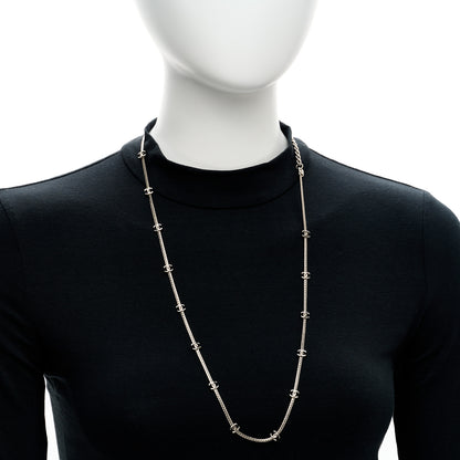 Chanel Metal CC Short Chain Necklace Silver 2 of 6