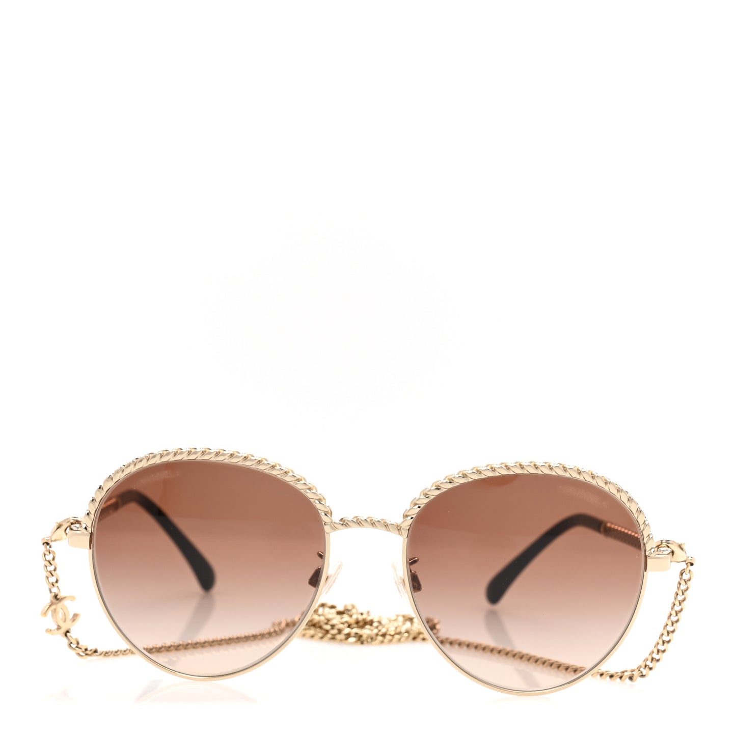 Metal Chain Round Pantos Sunglasses 4242 Brown