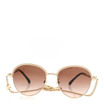 Chanel Metal Chain Round Pantos Sunglasses 4242 Brown 2 of 7