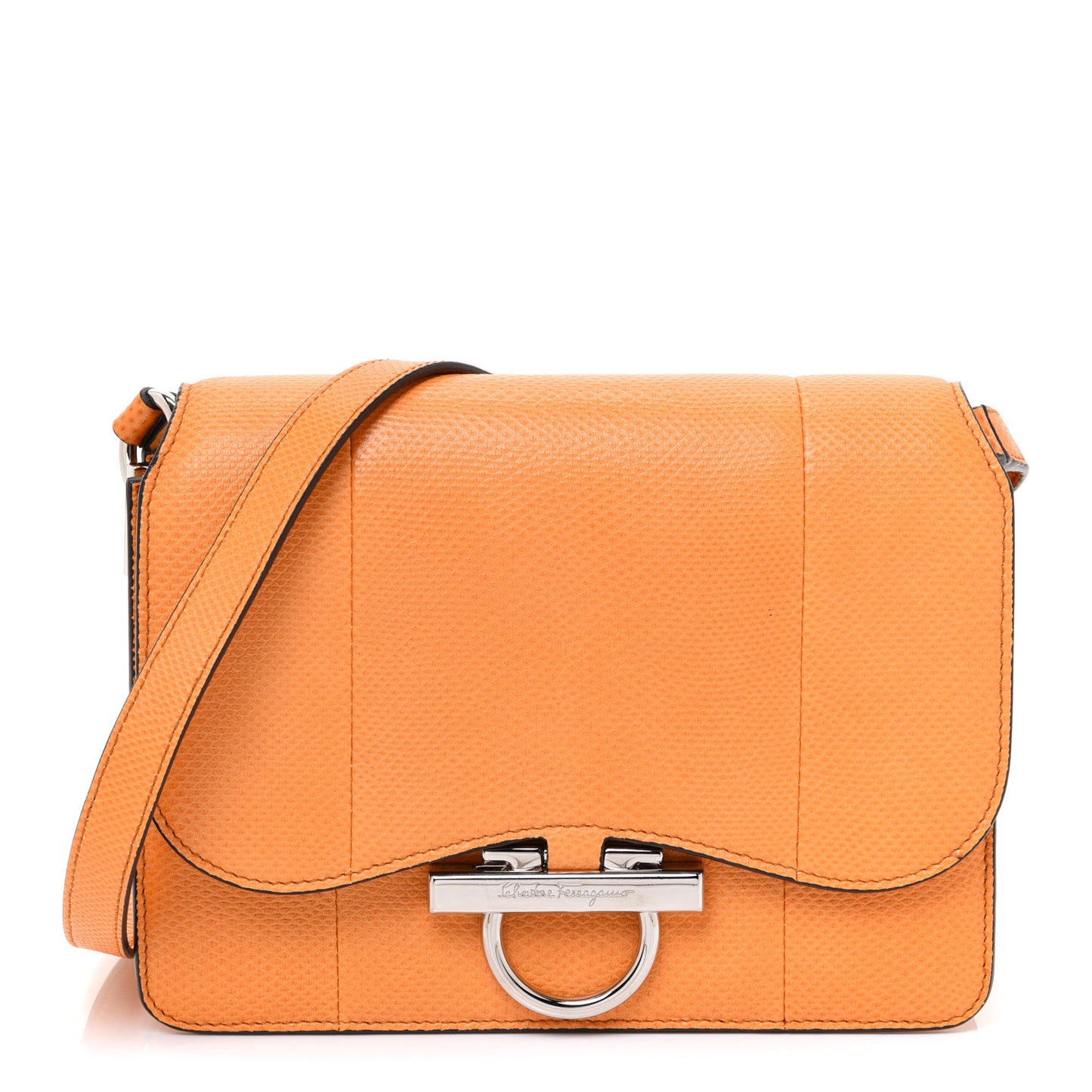 Calfskin Reptile Embossed Small Joanne Crossbody Orange