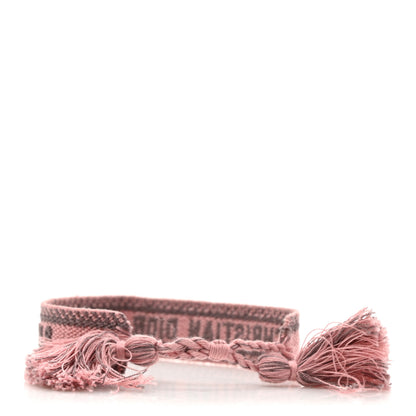 Christian Dior Woven Cotton Beverly Hills Friendship Bracelet Pink Grey 3 of 3