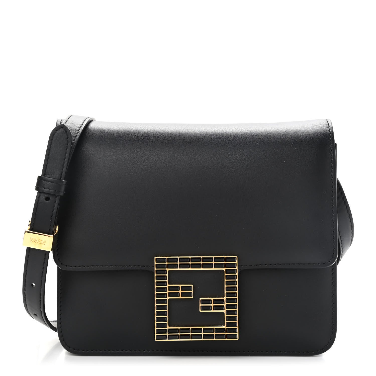 Fendi Vitello King Crystal Fab Crossbody Bag Black 1 of 11