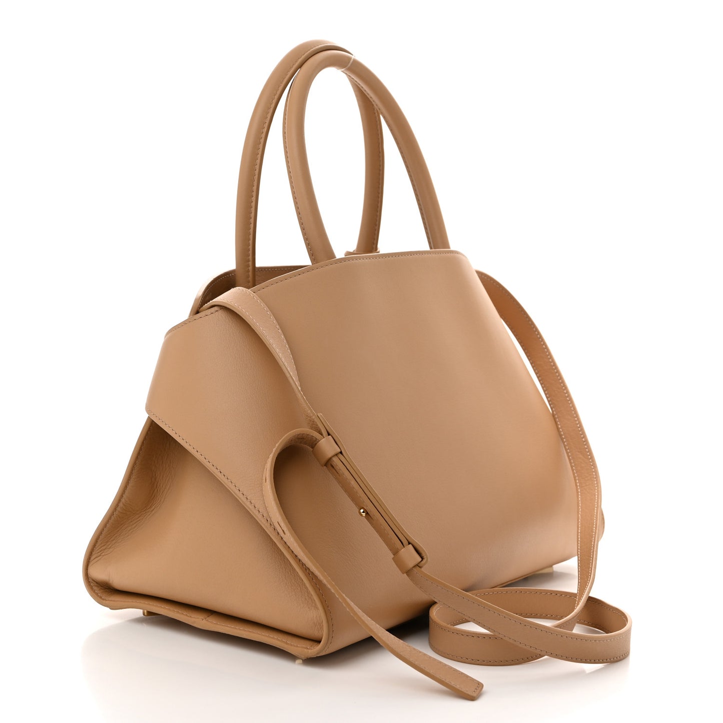 Natural Grain Calfskin Small Hug Bag Light Caramel