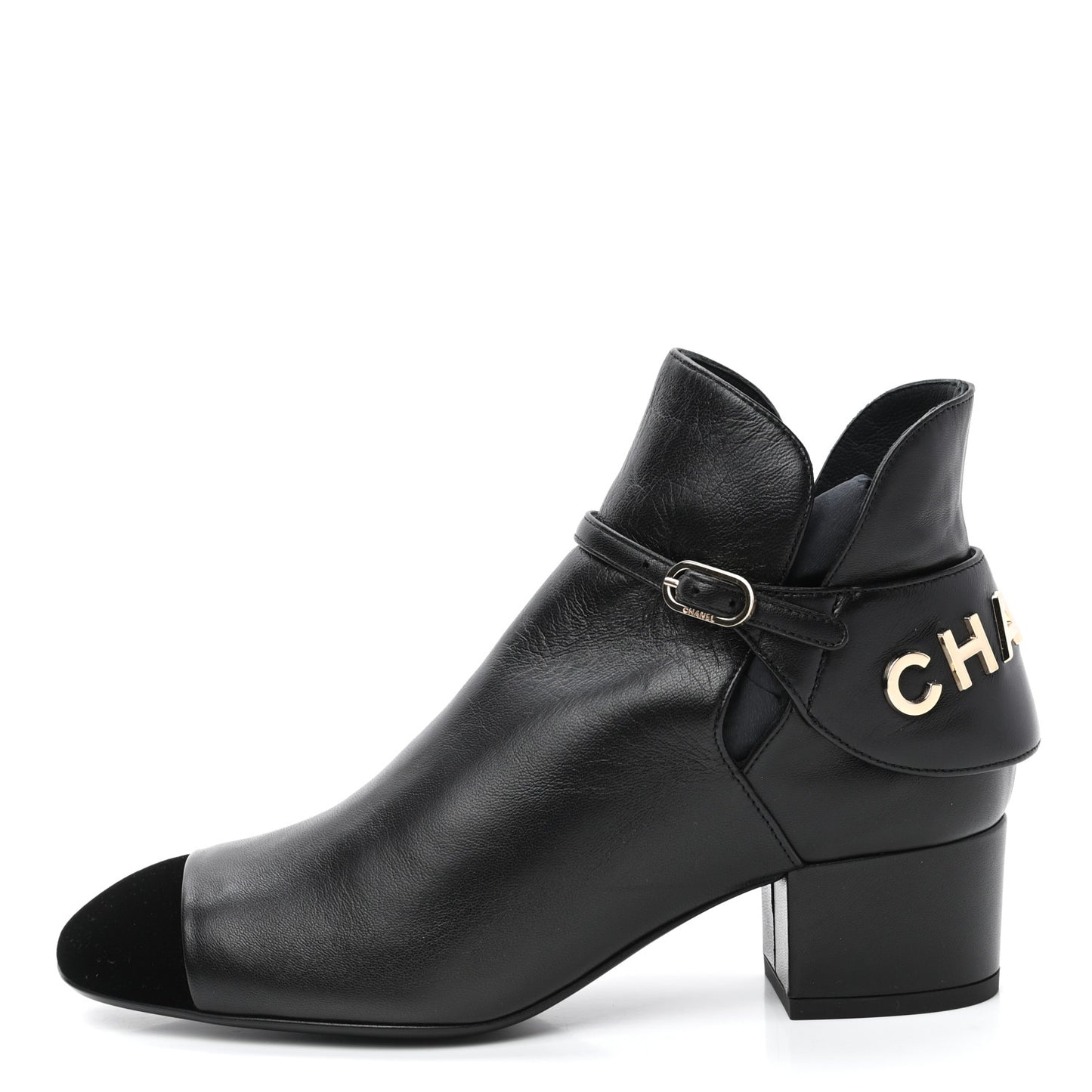 Lambskin Velvet Cap Toe Short Ankle Boots 35 Black
