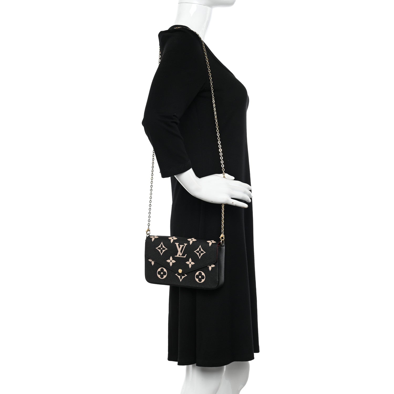 Louis Vuitton Empreinte Monogram Giant Felicie Pochette Black Beige 2 of 12