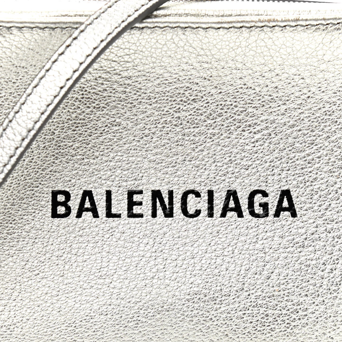 Metallic Goatskin Logo XS Everyday Camera Bag Argent Black