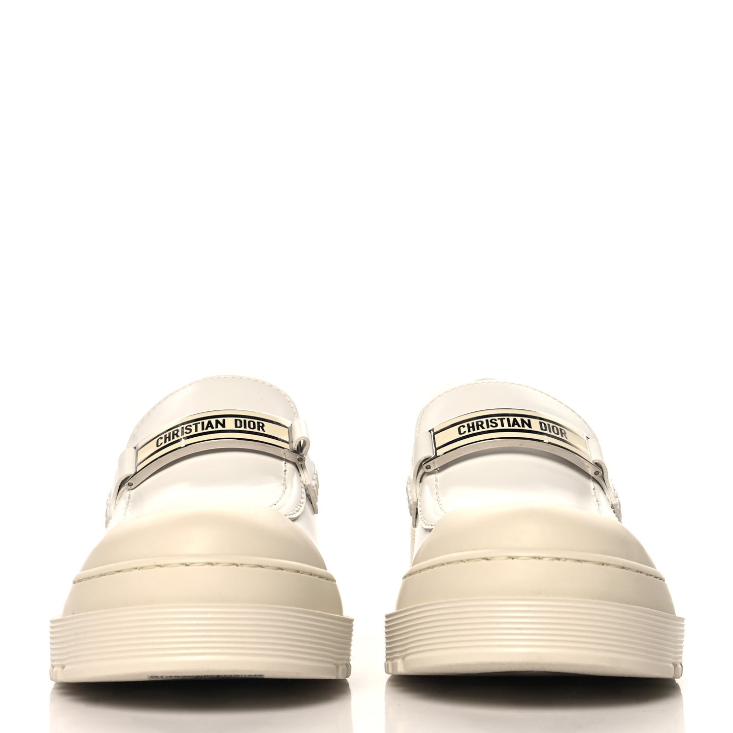 Brushed Calfskin Dior Code Lug Sole Platform 35mm Loafers 37 White