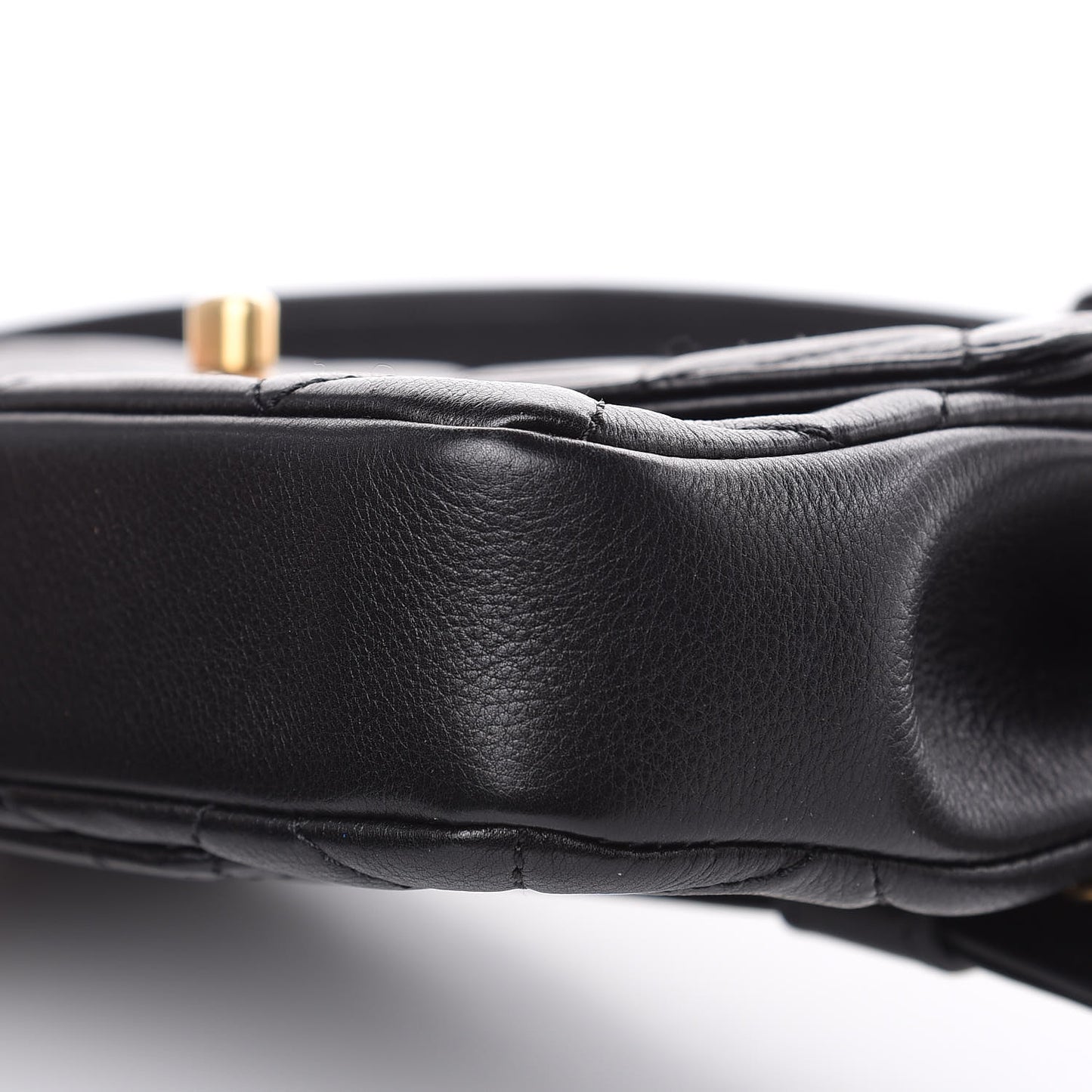 Calfskin Quilted Flap Waist Bag Black