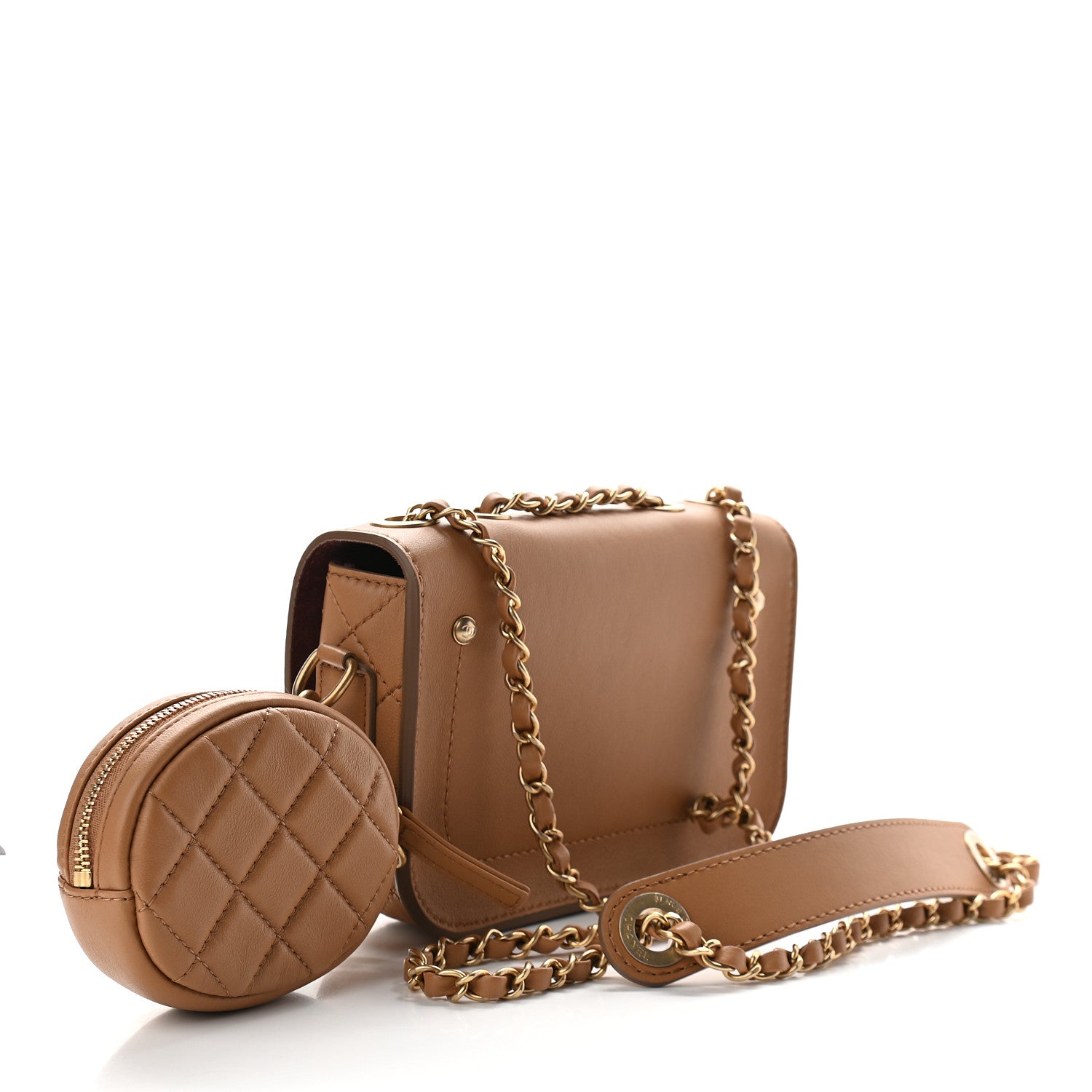 Chanel Calfskin Quilted Multi Pouching Flap And Coin Purse Beige 4 of 12
