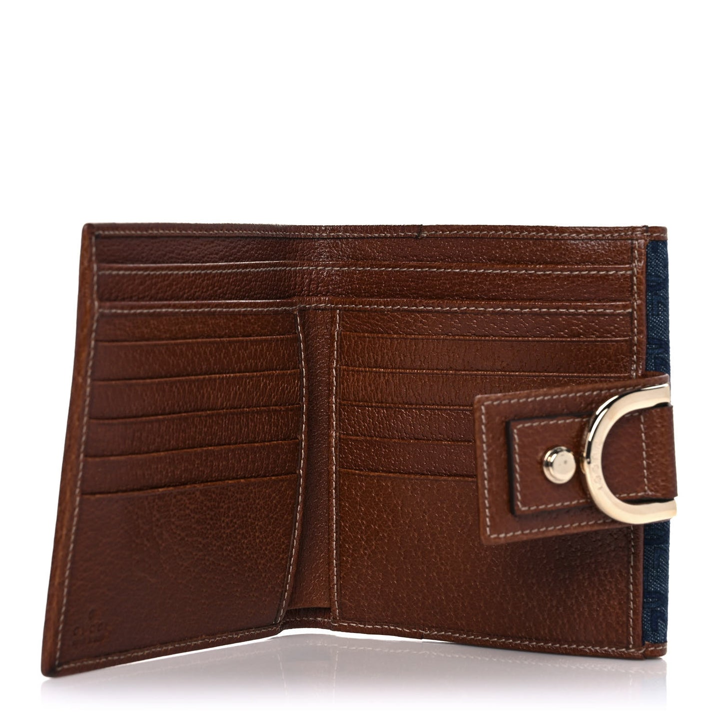 Denim Interlocking G Wallet Blue Tea Cuir