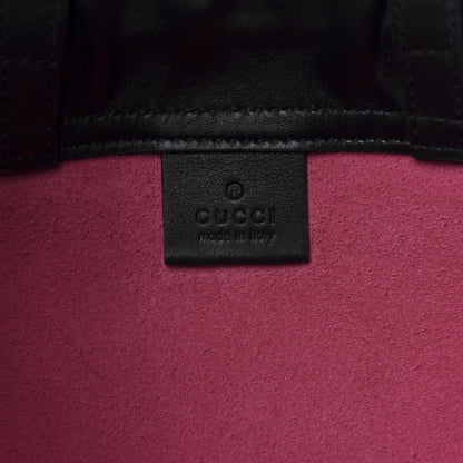 Gucci Grained Calfskin Logo Drawstring Backpack Box Pink Green Black 7 of 9