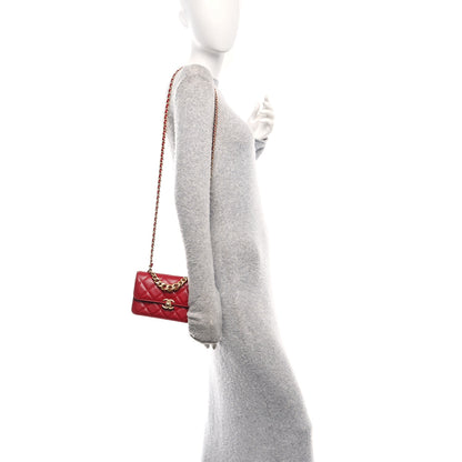 Chanel Lambskin Quilted Chunky Chain Handle Mini Flap Red 2 of 11