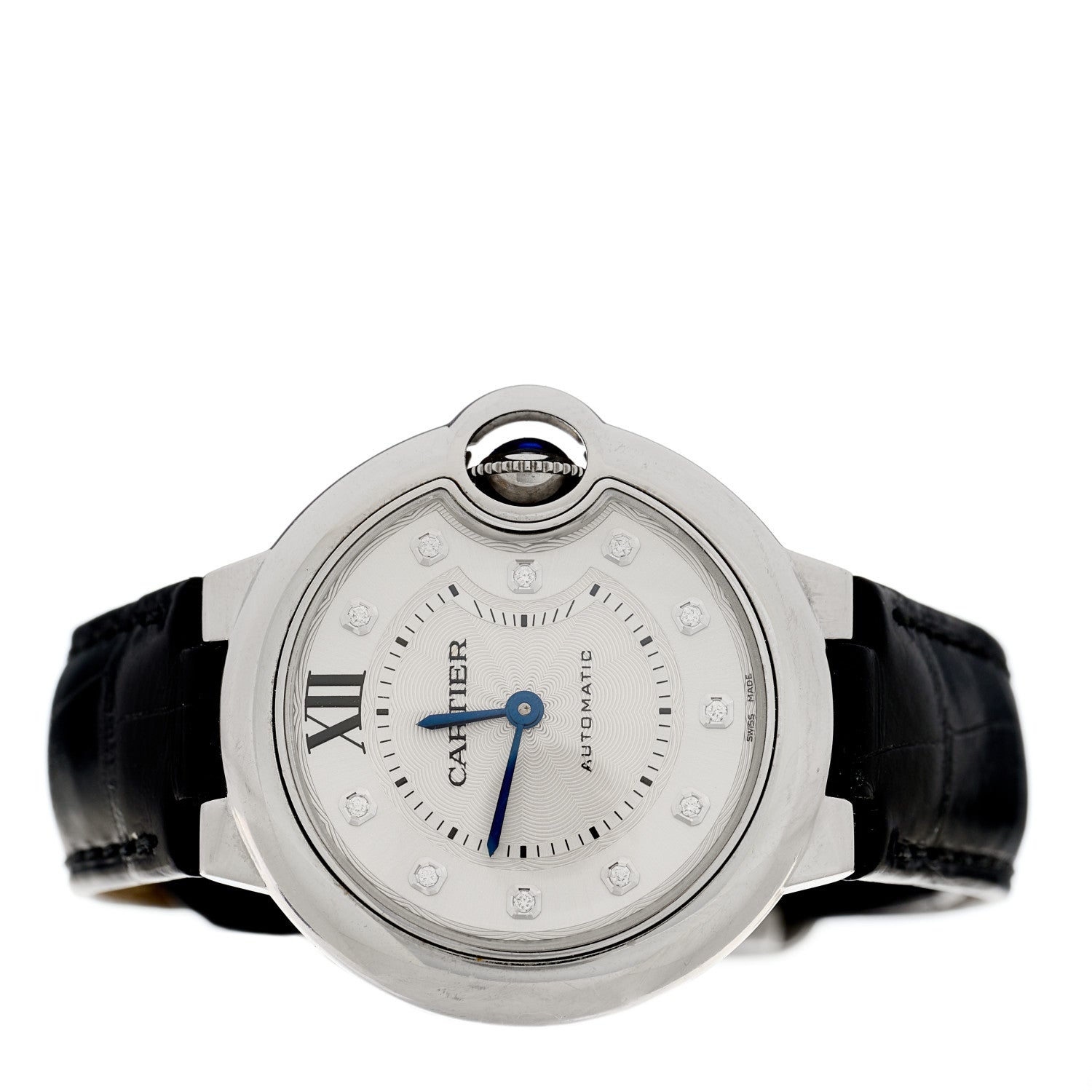 Cartier Stainless Steel Alligator Diamond 33mm Ballon Bleu De Cartier Automatic Watch 2 of 5