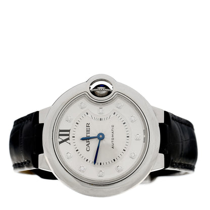 Cartier Stainless Steel Alligator Diamond 33mm Ballon Bleu De Cartier Automatic Watch 2 of 5