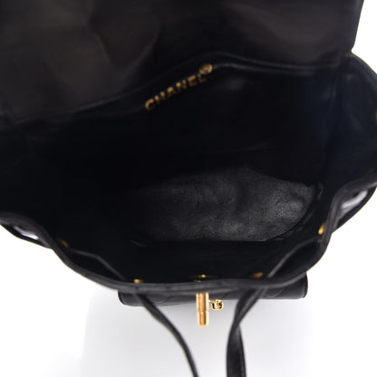 Chanel Lambskin Quilted Drawstring Backpack Black 5 of 10