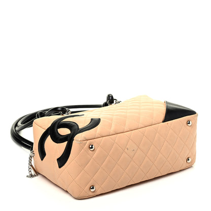 Chanel Calfskin Quilted Large Cambon Bowler Beige Black 4 of 13