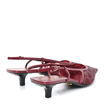 Gucci Tela Retino Kid Scamosciato Crystal GG Monogram Square G 35mm Slingback Pumps 39 Rosso Ancora 5 of 9