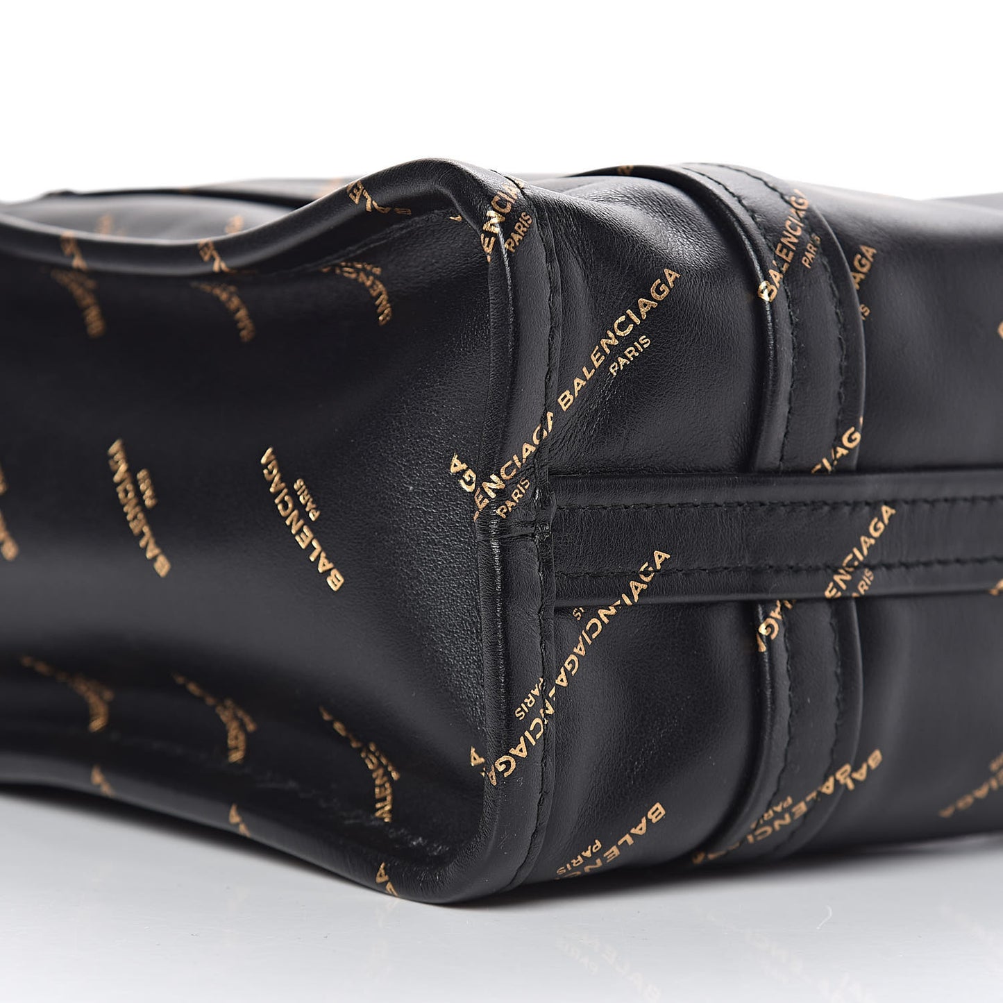 Calfskin Allover Logo XS Bazar Shopper Tote Black Gold
