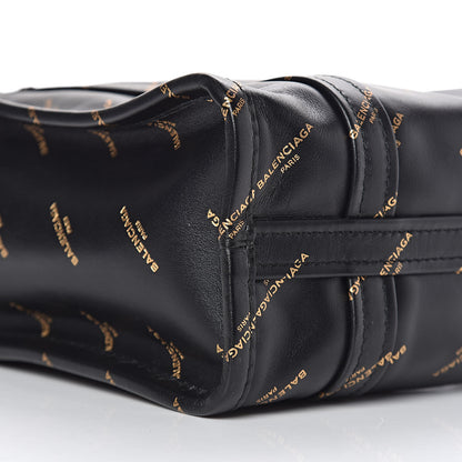 Balenciaga Calfskin Allover Logo XS Bazar Shopper Tote Black Gold 9 of 10