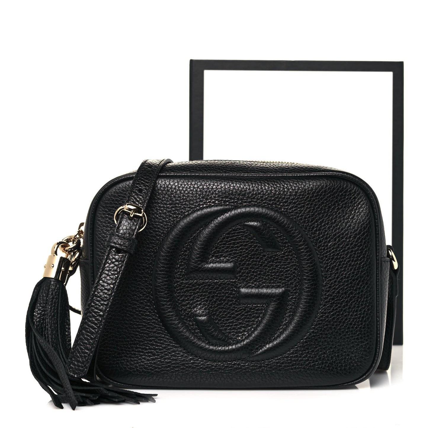 Pebbled Calfskin Small Soho Disco Bag Black