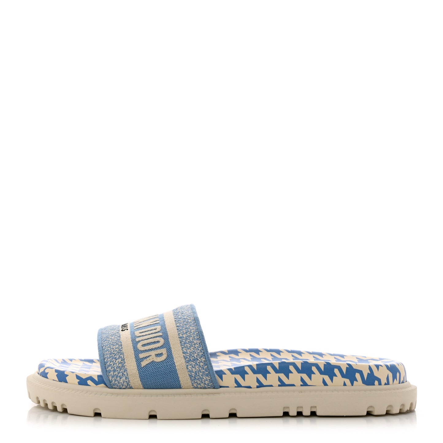 Micro PDP Cotton Houndstooth Embroidered Dway 10mm Slide Sandals 40 Cornflower