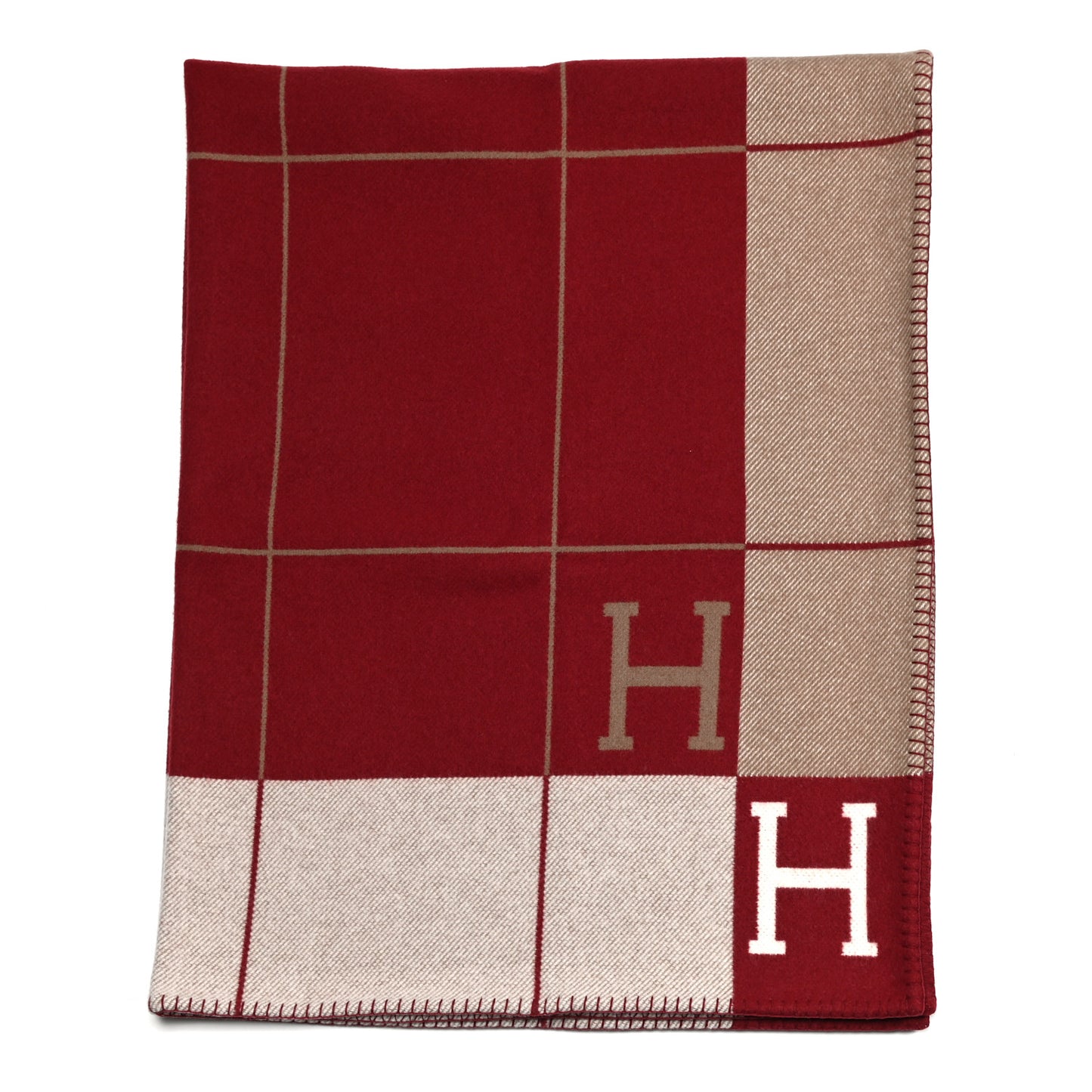Wool Cashmere Avalon III Blanket Ecru Rouge H