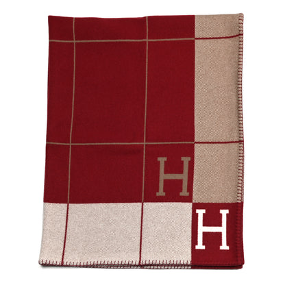 Hermes Wool Cashmere Avalon III Blanket Ecru Rouge H 1 of 3