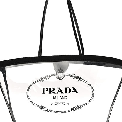 Prada Plexiglass Calfskin Small Shopper Tote Black 9 of 15