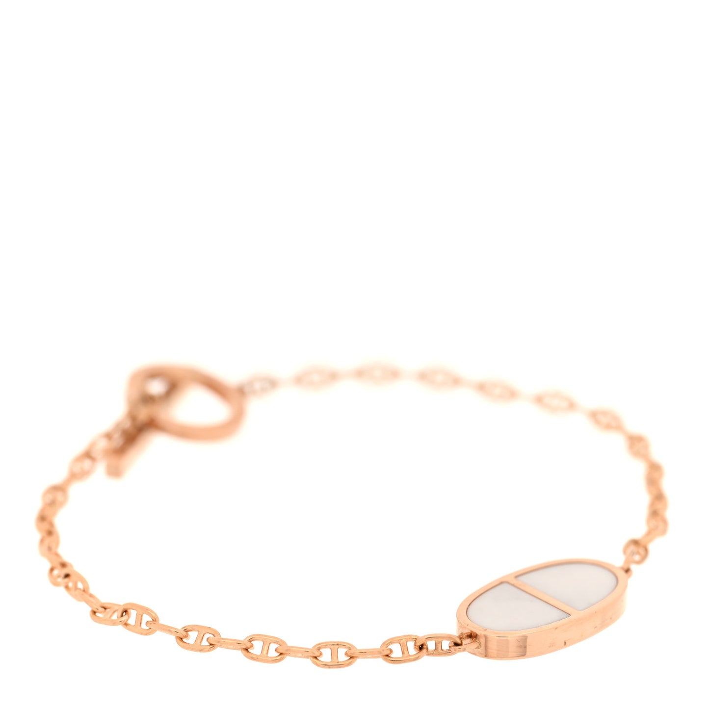 18K Rose Gold White Ceramic Chaine d'Ancre Verso Bracelet
