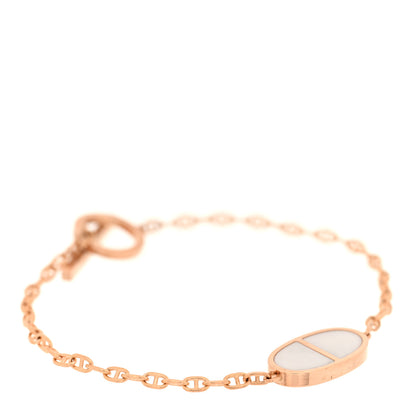 Hermes 18K Rose Gold White Ceramic Chaine d'Ancre Verso Bracelet 1 of 4
