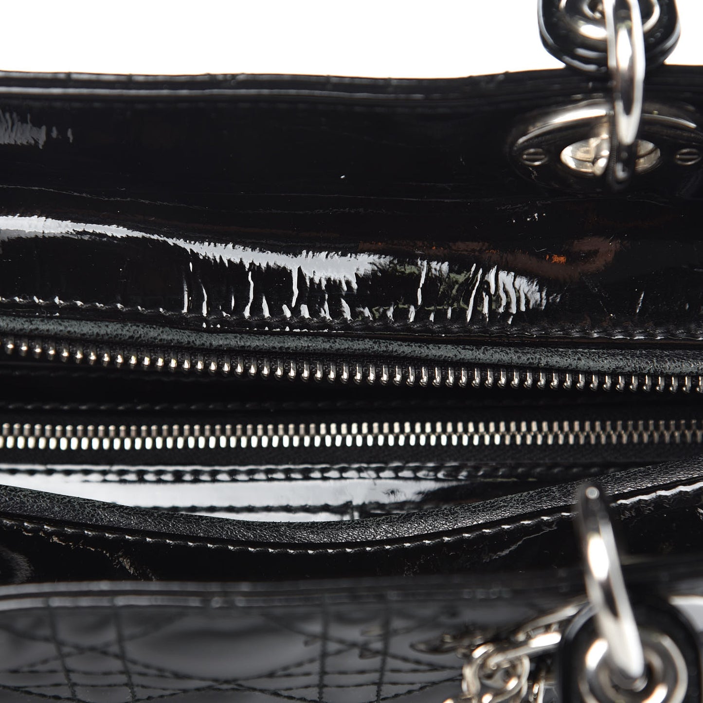 Patent Cannage Large Lady Dior Black
