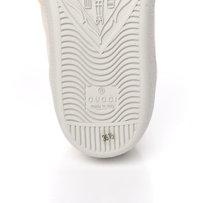 Gucci Calfskin Stripe Womens New Ace Sneakers 36.5 New Mystic White Ecru Red Flame 7 of 10