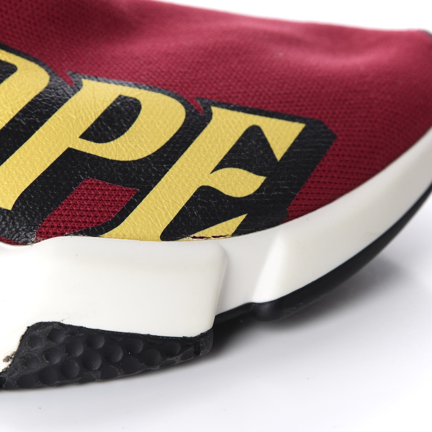 Balenciaga Neoprene Knit Europe Print Womens Speed Sneakers 38 Red Yellow Black 9 of 9