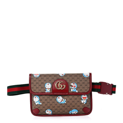 Gucci X DORAEMON Mini Vintage GG Supreme Monogram Web Slim Belt Bag Beige Cherry Red 1 of 12