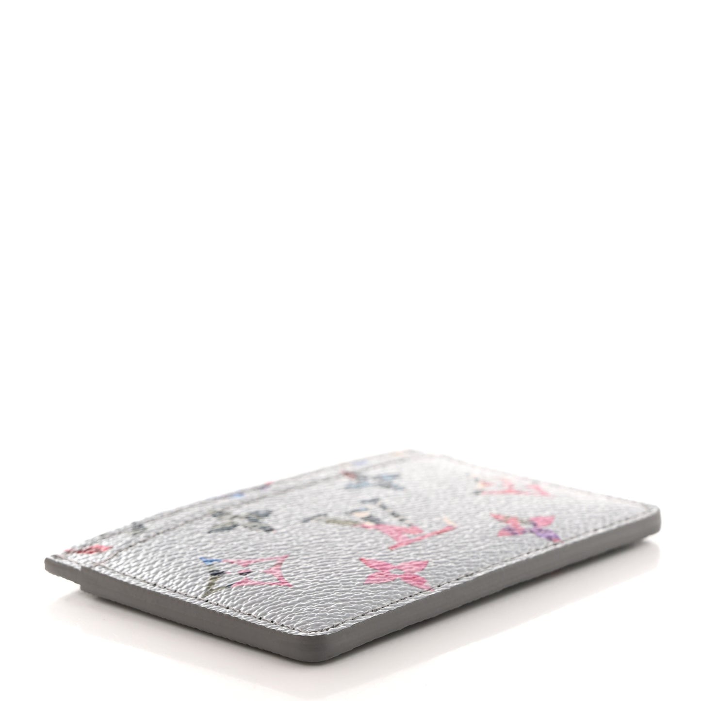 Metallic Monogram LV Garden Card Holder Silver