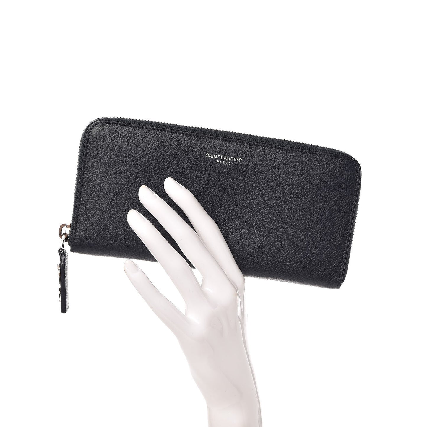 Grained Calfskin Rive Gauche Zip Around Wallet Deep Marine