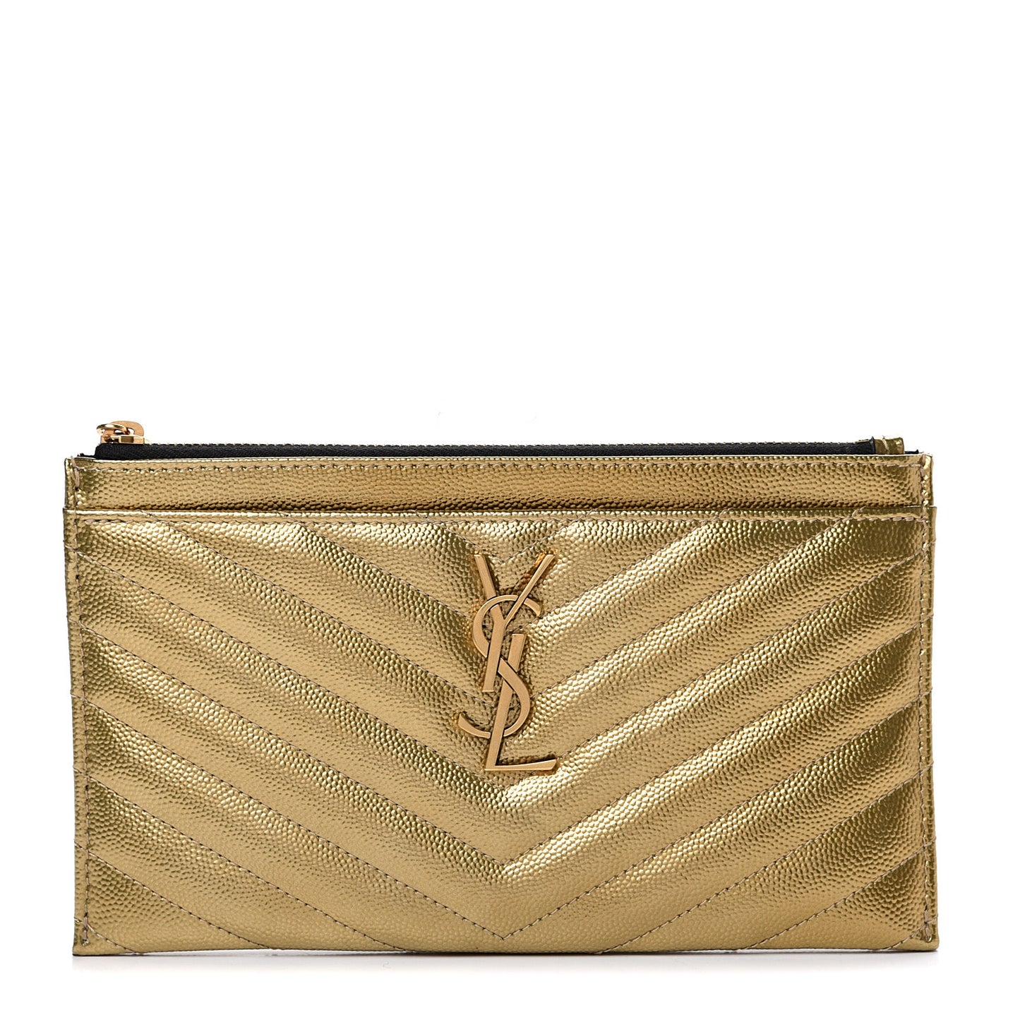 Iridescent Grain De Poudre Matelasse Chevron Monogram Bill Pouch Gold
