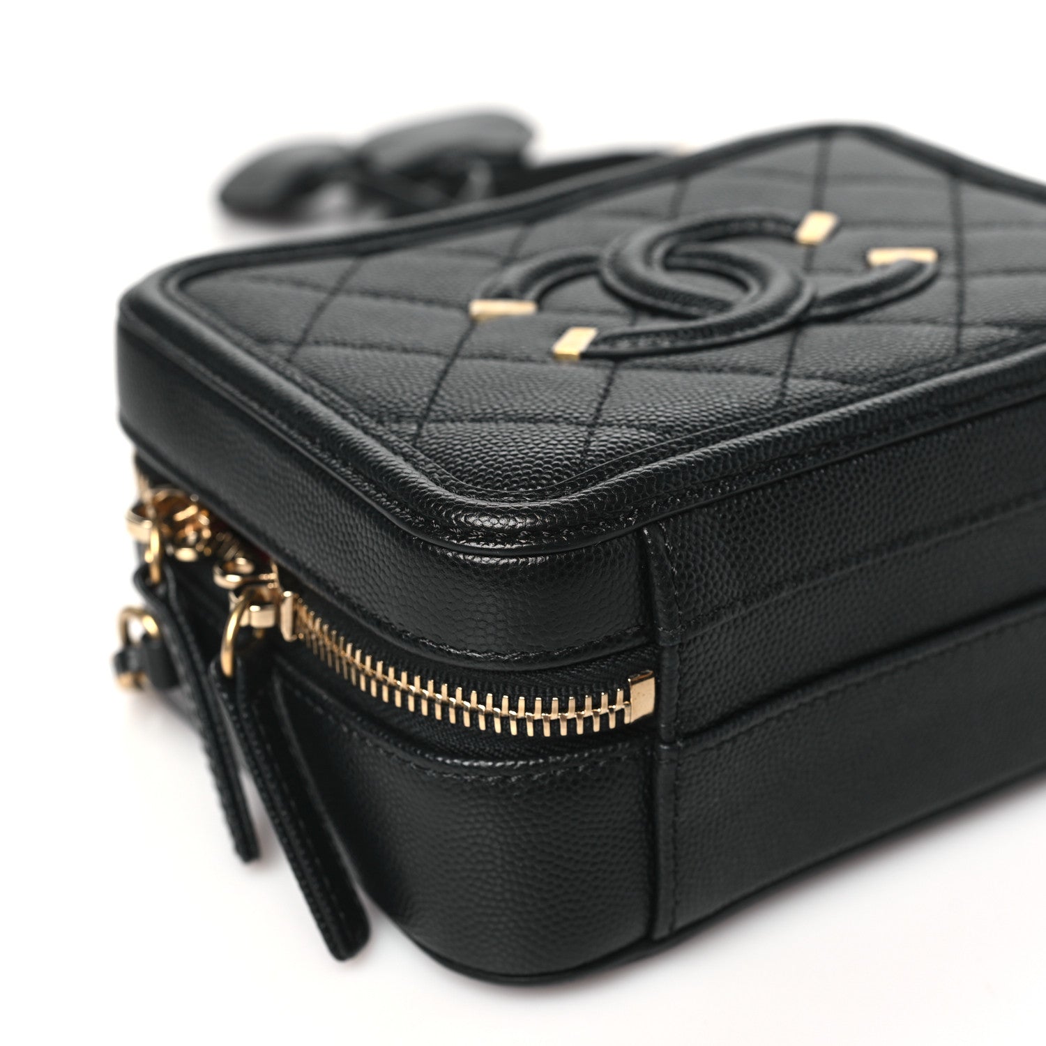 Chanel Caviar Quilted Small CC Filigree Vanity Case Black 9 of 10