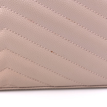 Saint Laurent Grain De Poudre Matelasse Chevron Monogram Chain Wallet Marble Pink 12 of 14
