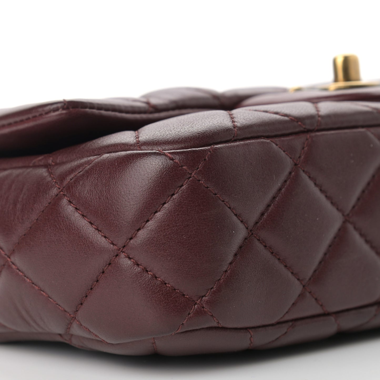 Lambskin Quilted Meat Packaged Mini Rectangular Flap Burgundy