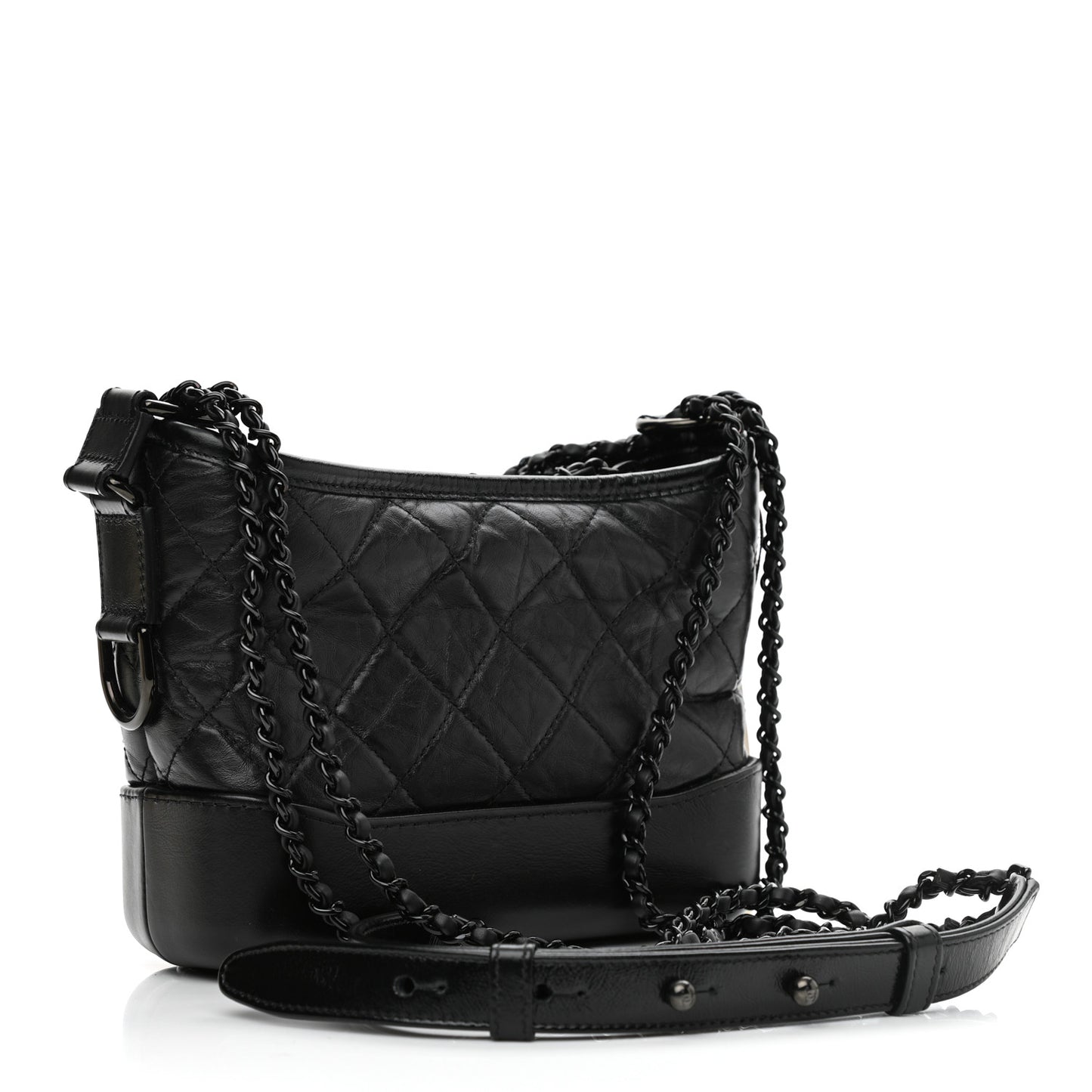 Aged Calfskin Quilted Small Gabrielle Hobo So Black