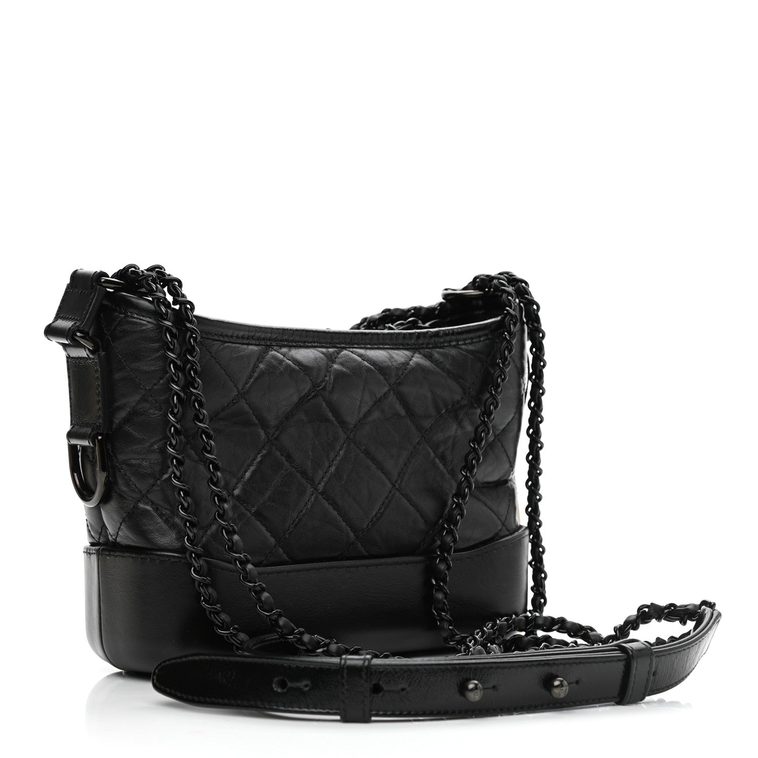 Chanel Aged Calfskin Quilted Small Gabrielle Hobo So Black 3 of 12